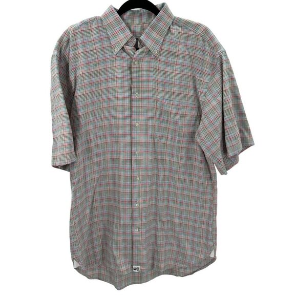 Peter Millar Multi-Color Plaid Mens Short Sleeve Button-Down Shirt Size L - Picture 1 of 5